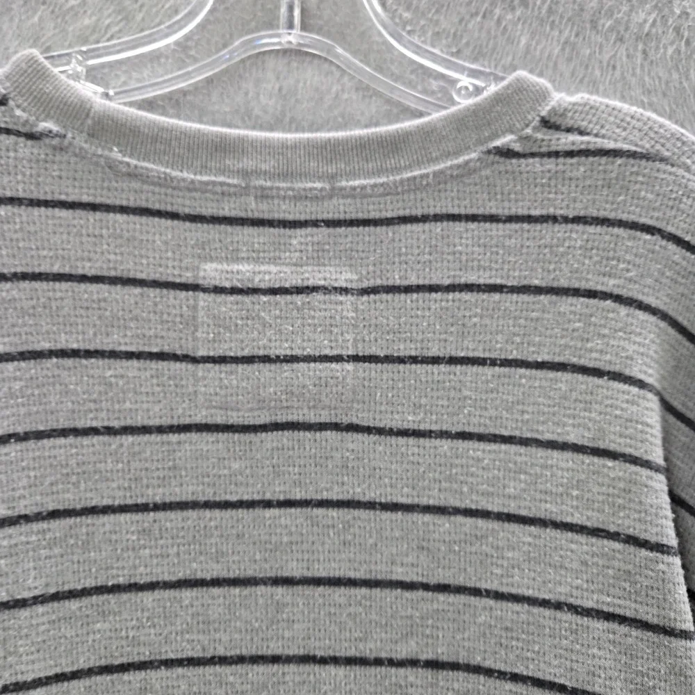 Abercrombie & Fitch Men Sweater 2XL Gray Striped Y2K Muscle Logo Moose Embroider